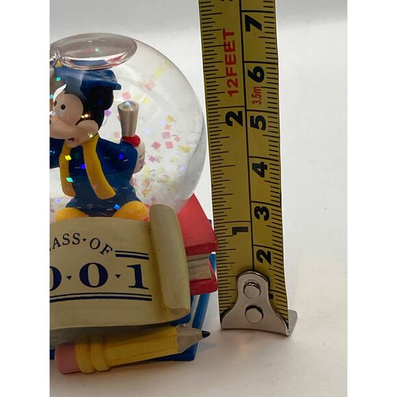 Vintage Disney Mickey Mouse Snow Globe Class of 2001 Cap Gown  2.75 Inch Tall - Picture 8 of 9